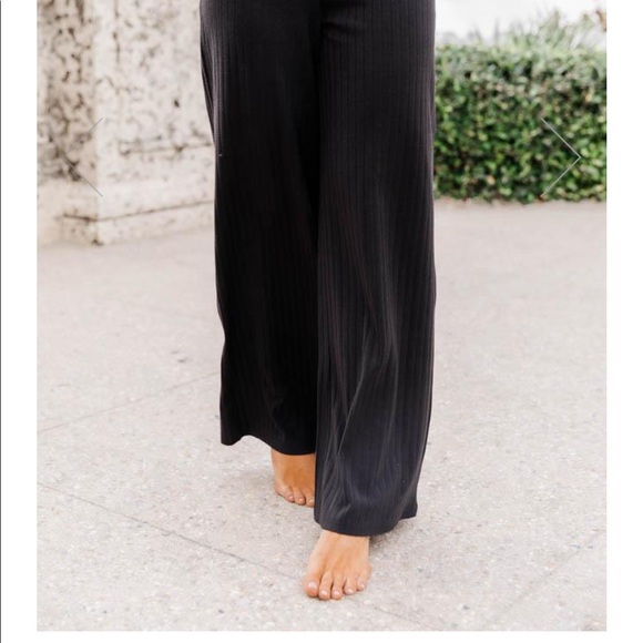 NWOT Saving Grace Ribbed Flare Black Pants - Picture 5 of 7